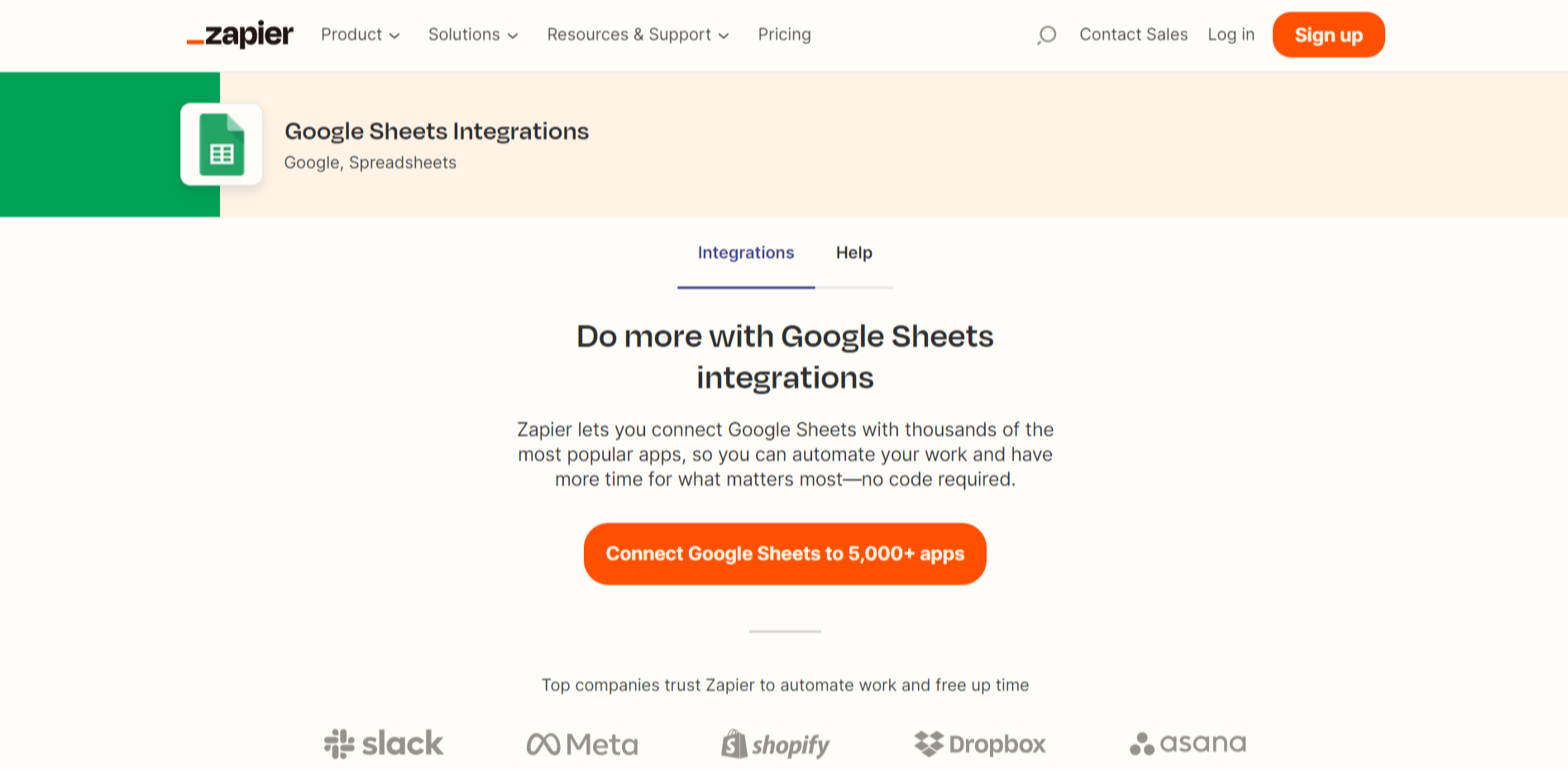 Zapier area Apps profile pages screenshot