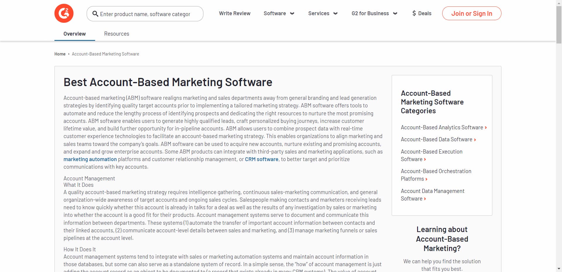 G2 area Best software/service screenshot