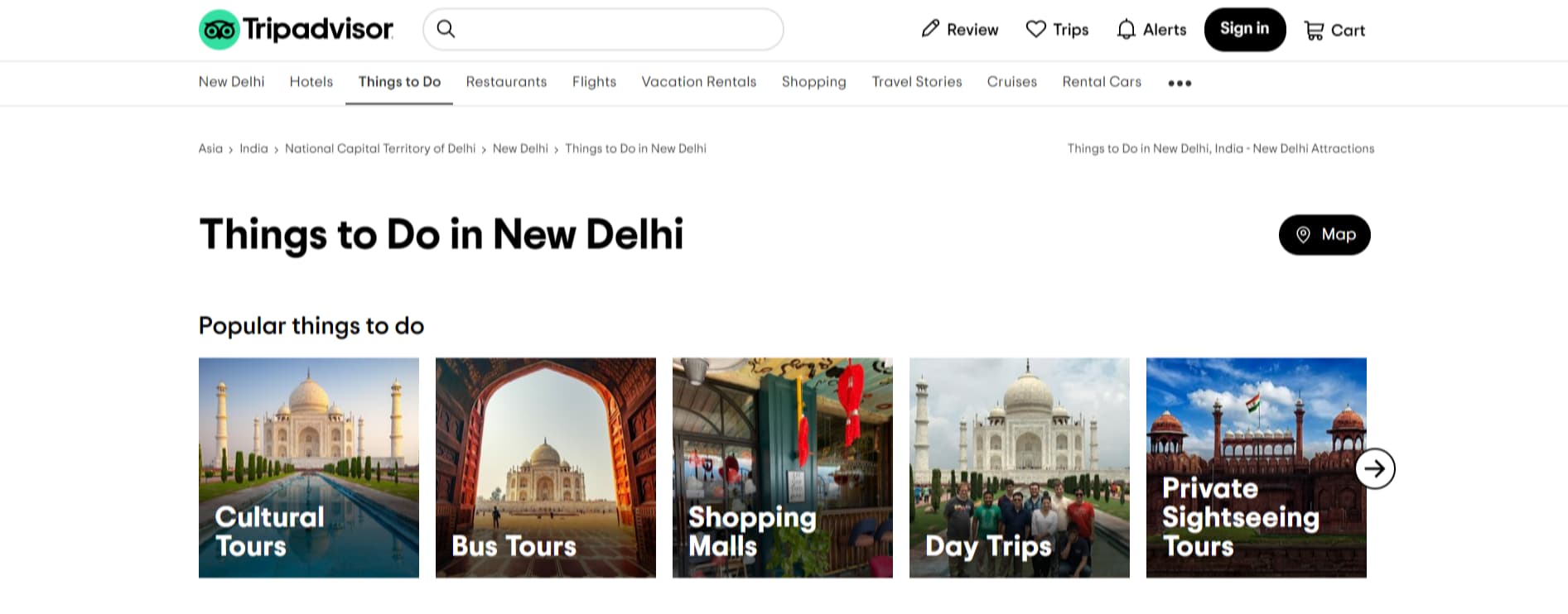 Tripadvisor area Things to do screenshot